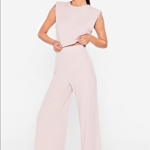 Nasty Gal Ribbed Tank Top And Pants Set Lounge - Picture 2 of 7